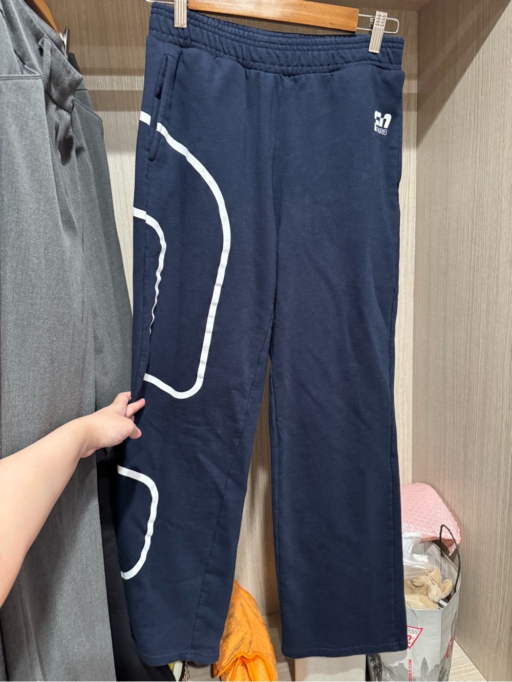 Fashion Nova Navy Sweatpants with White Logo